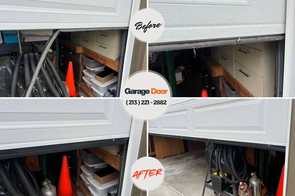 Before and after: garage door repair Mirrormont, WA